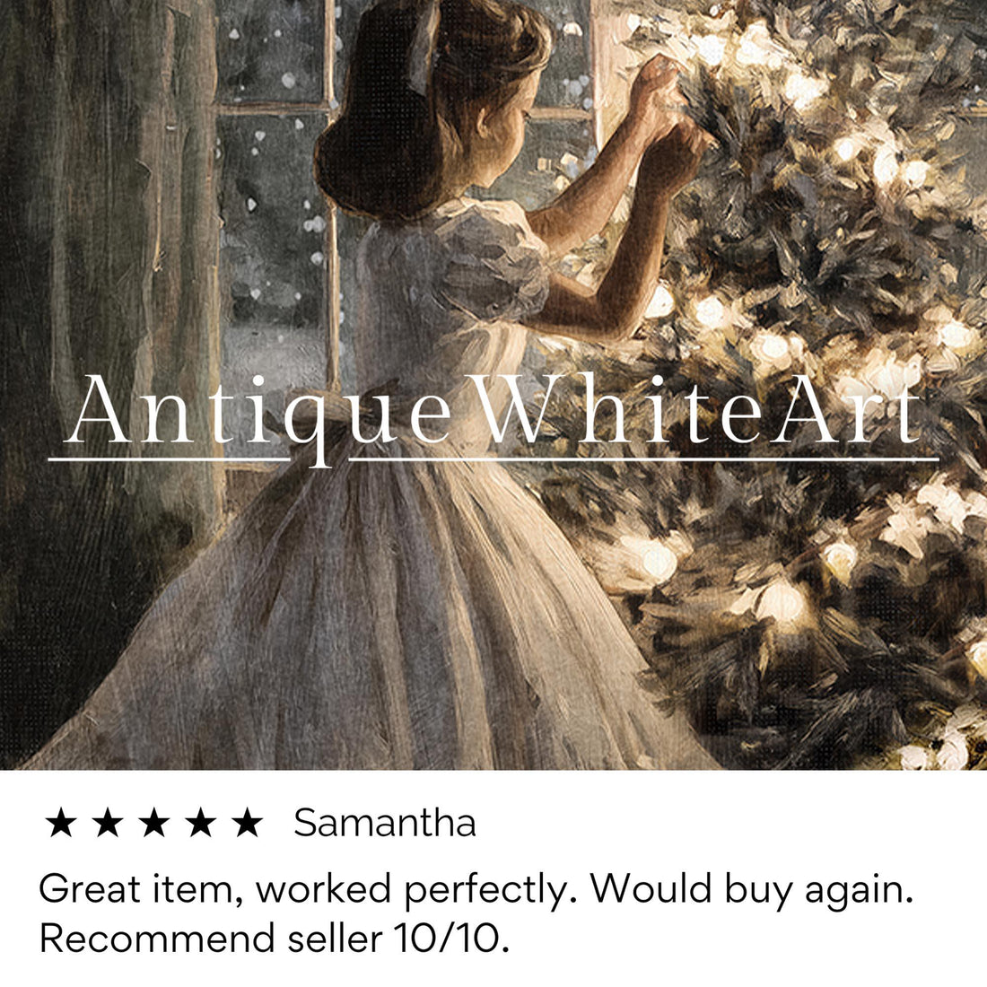 Girl Decorating a Christmas Tree Wall Art: Cozy Holiday Home Decor ( ) W192 Print Art