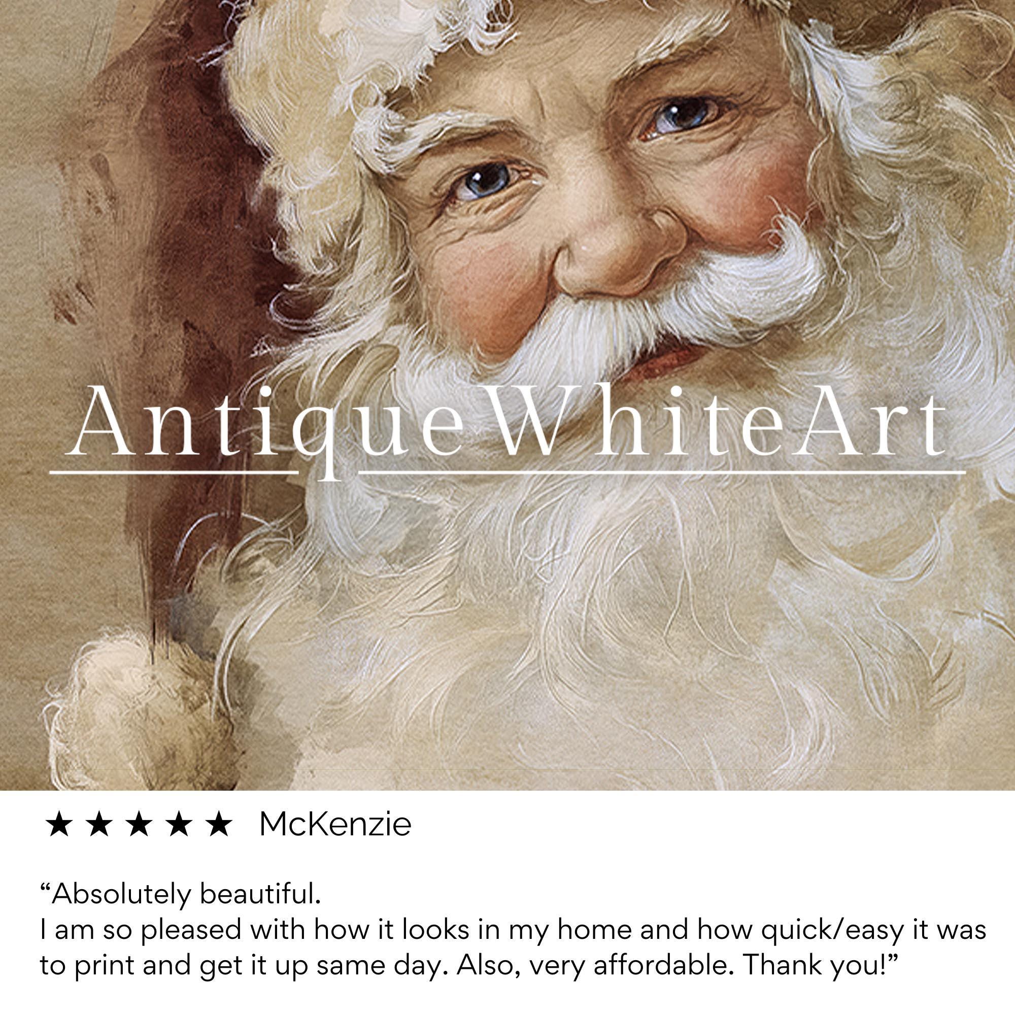 Santa Claus Potrait: Vintage Style Neutral Christmas Print ( ) W204 Wall Art