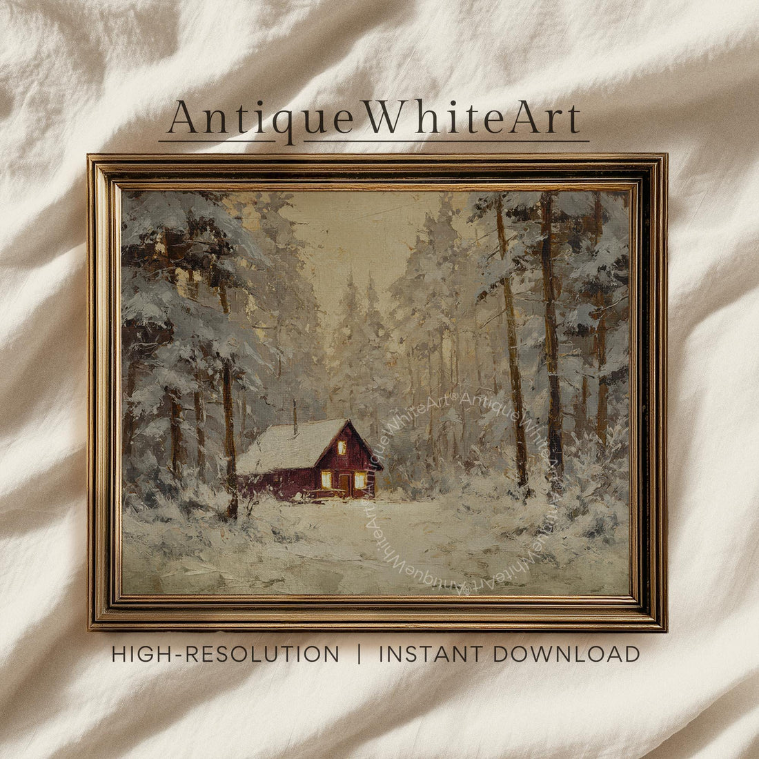 Winter Cabin Print: Rustic Farmhouse Decor ( ) W217 Print Wall Art