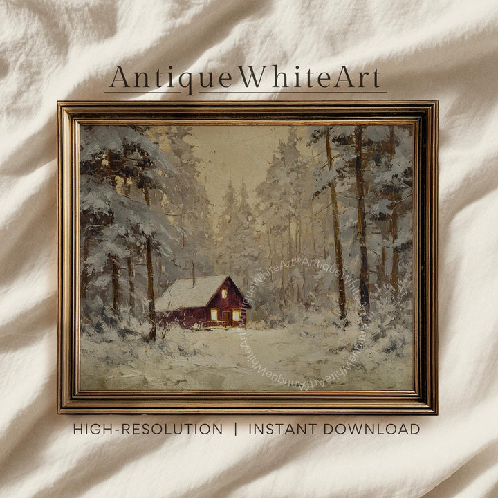 Winter Cabin Print: Rustic Farmhouse Decor ( ) W217 Print Wall Art