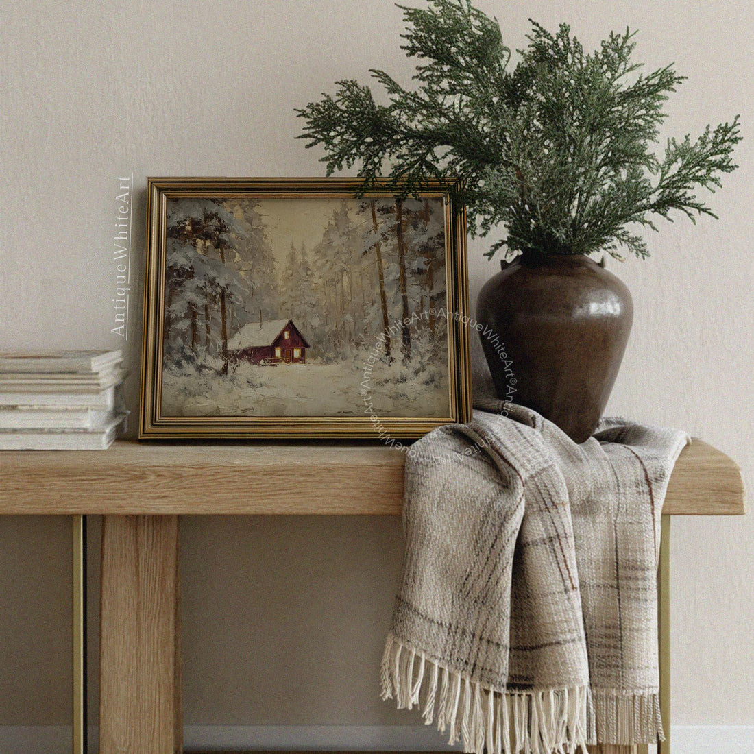 Winter Cabin Print: Rustic Farmhouse Decor ( ) W217 Print Wall Art