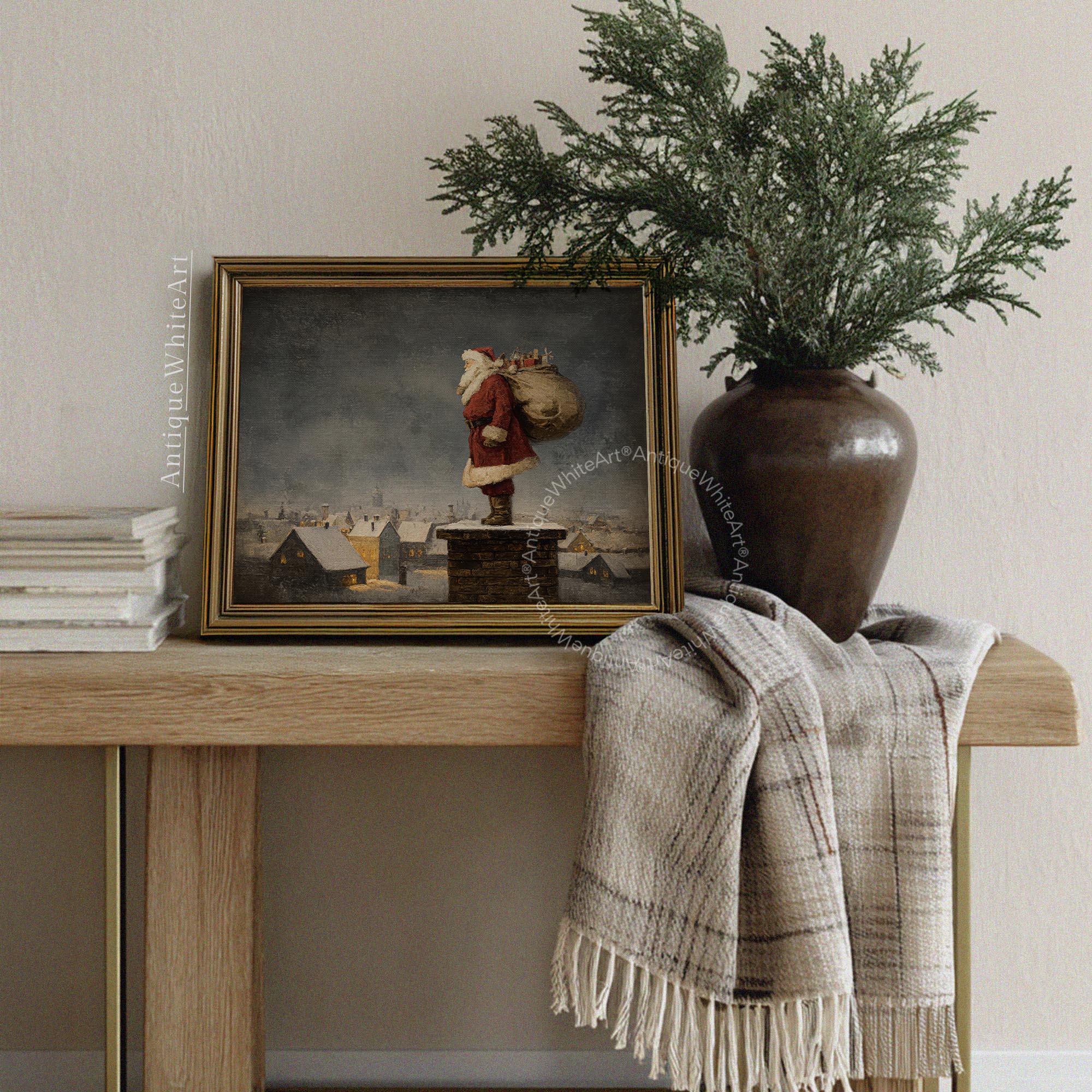 Vintage Style Santa Print: Christmas Holiday Wall Art ( ) W209 Print