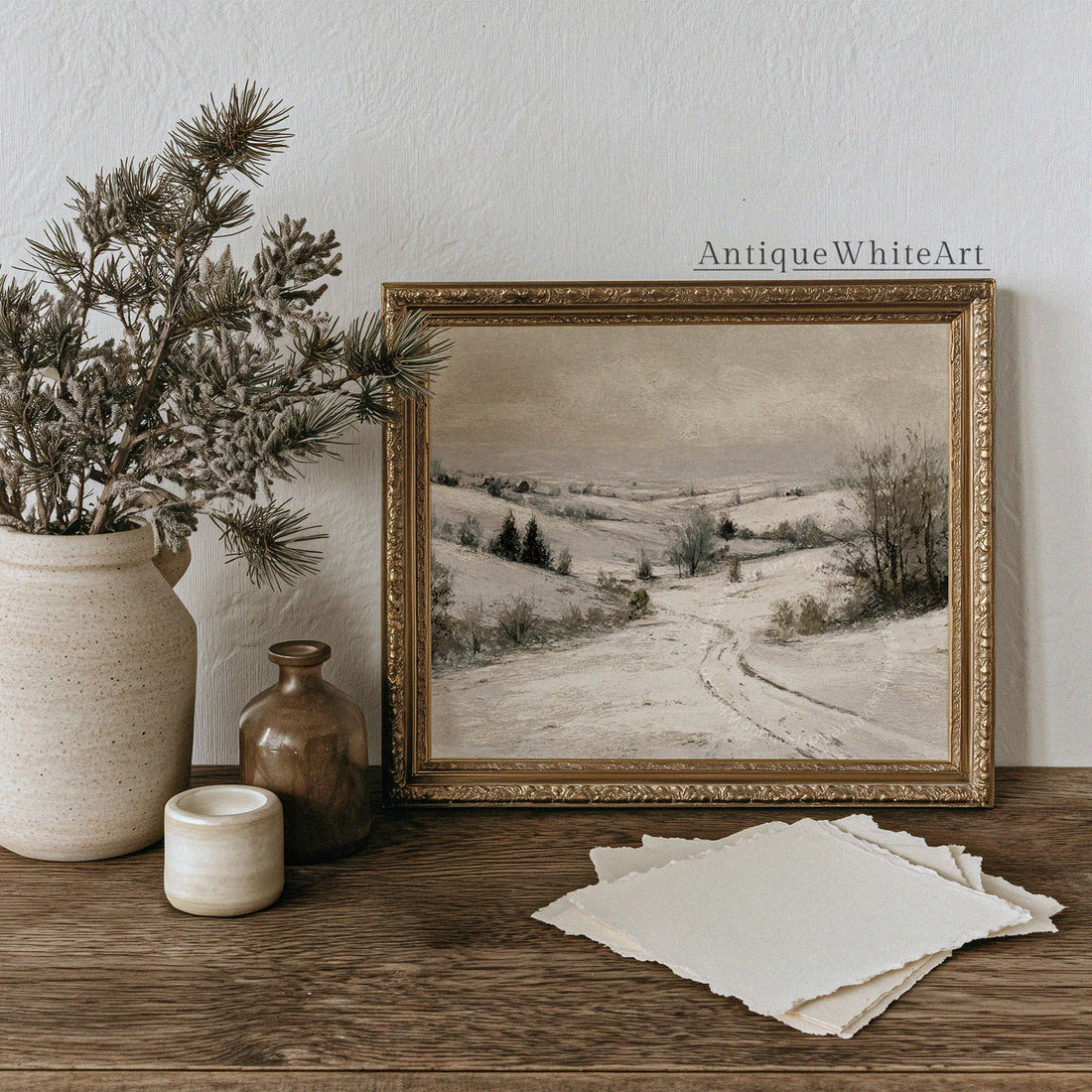 Rustic Winter Wall Art Neutral Farmhouse Decor ( ) W214 Print