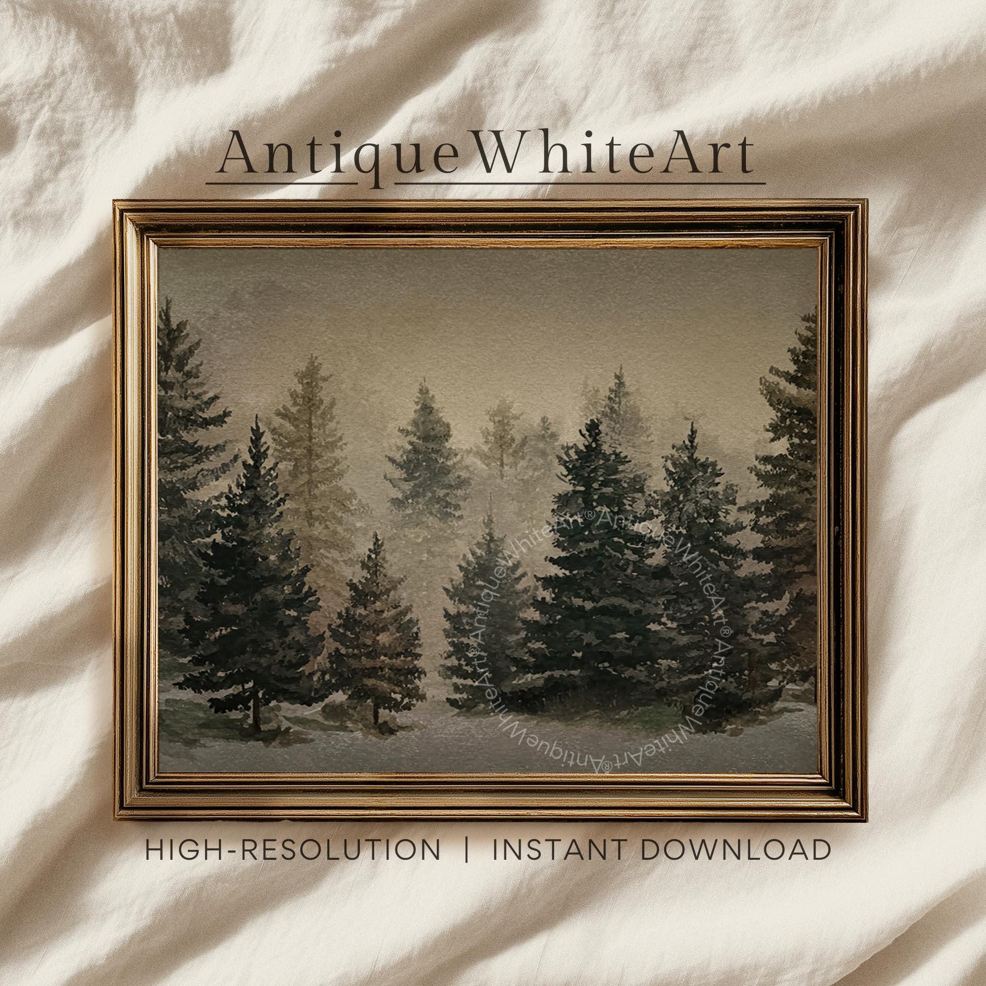 Christmas Wall Art: Winter Print Pine Forest Watercolor Art ( ) W216