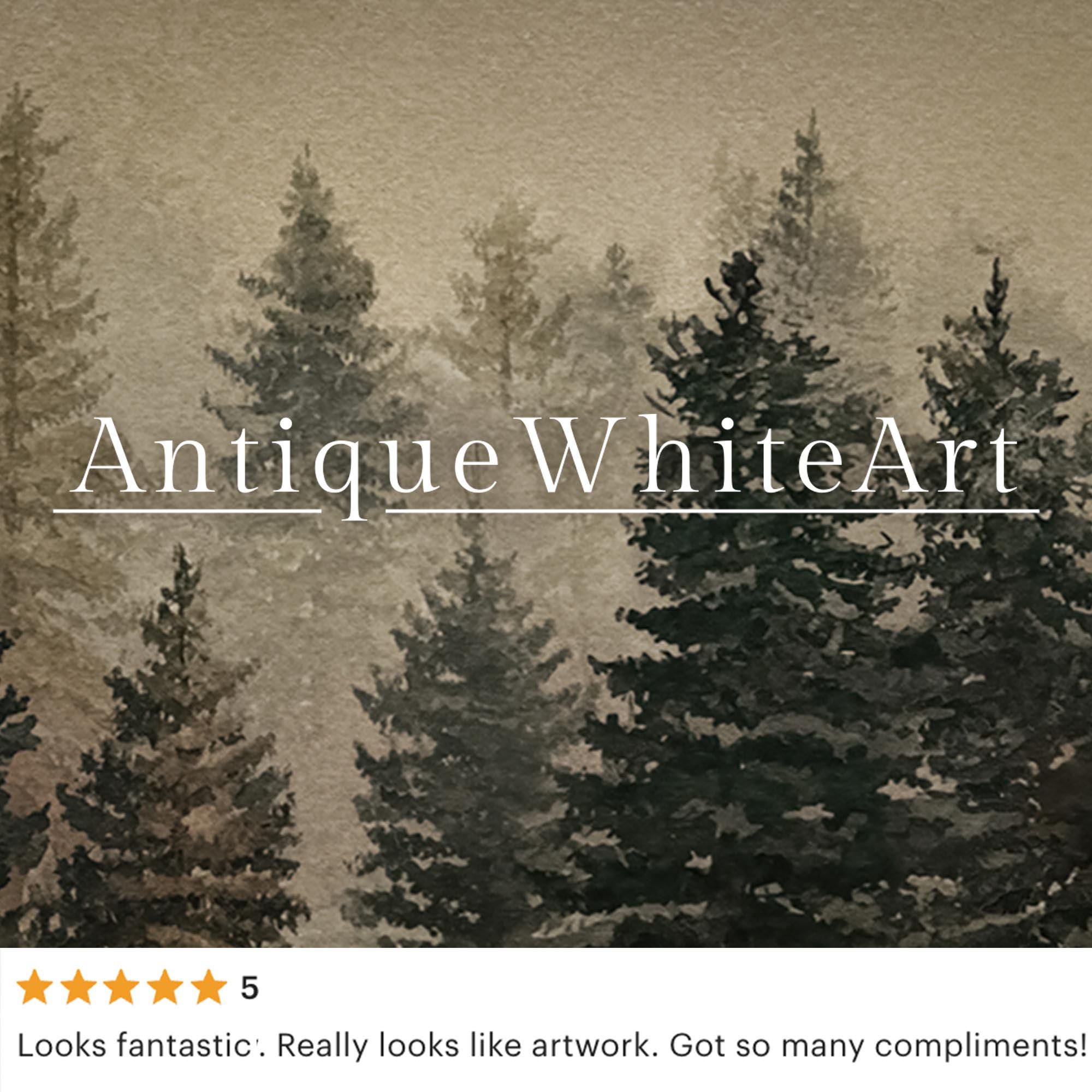 Christmas Wall Art: Winter Print Pine Forest Watercolor Art ( ) W216