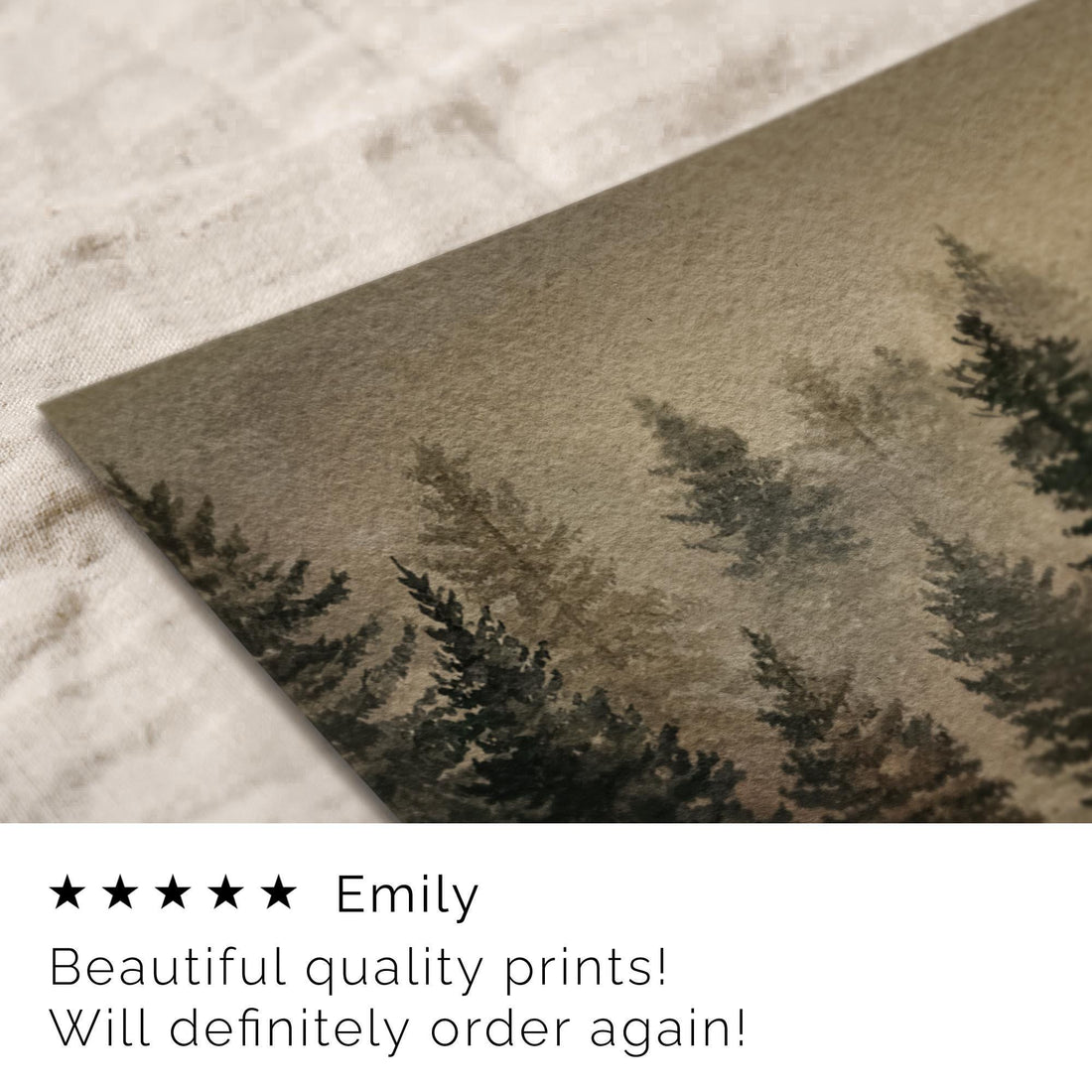 Christmas Wall Art: Winter Print Pine Forest Watercolor Art ( ) W216