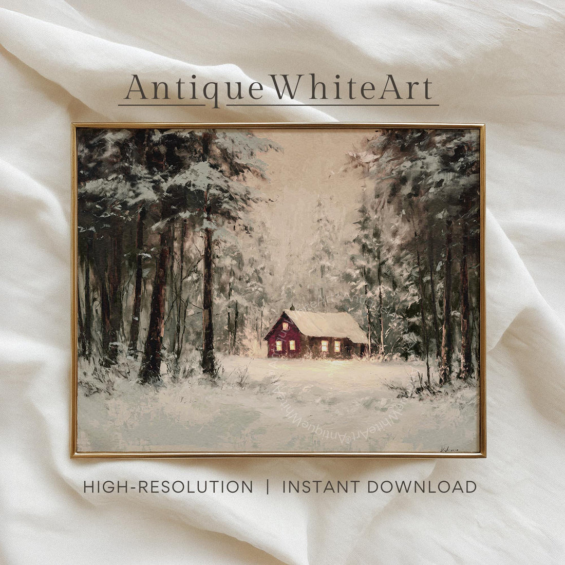 Winter Cabin Print: Rustic Farmhouse Decor ( ) W221 Print Wall Art