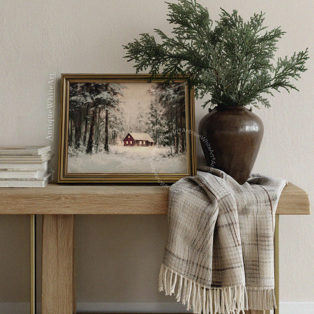 Winter Cabin Print: Rustic Farmhouse Decor ( ) W221 Print Wall Art