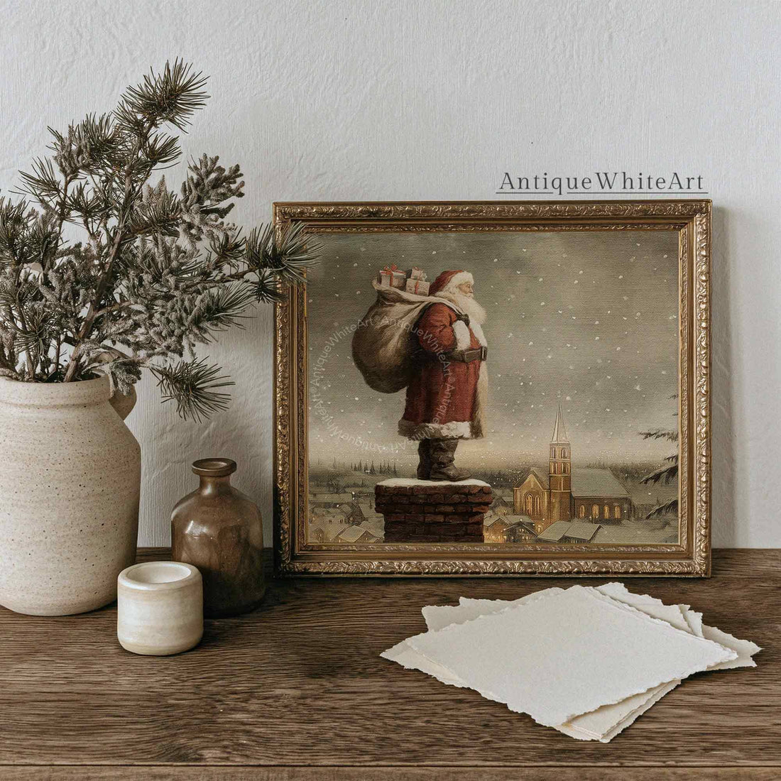 Vintage Style Santa Print: Christmas Eve Wall Art ( ) W210 Print