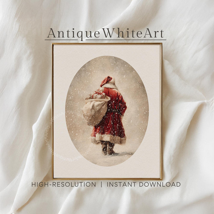 Christmas Wall Art: Santa Claus Painting Vintage Style Decor ( ) W223 Print Art