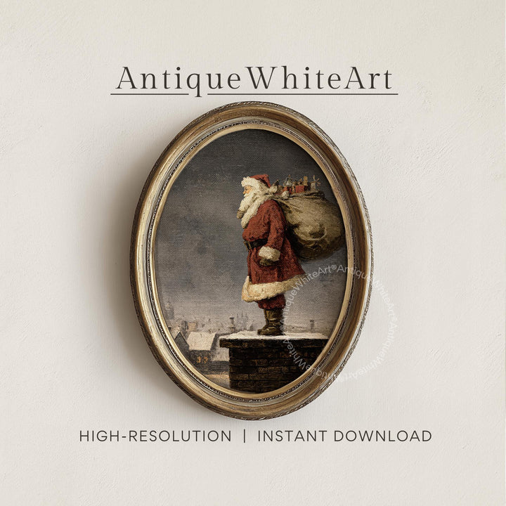 Vintage Style Santa Print: Christmas Holiday Wall Art ( ) W229 Print