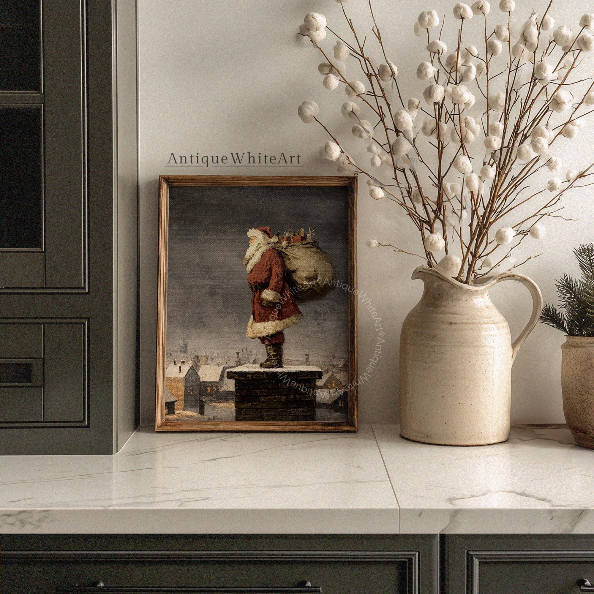 Vintage Style Santa Print: Christmas Holiday Wall Art ( ) W229 Print