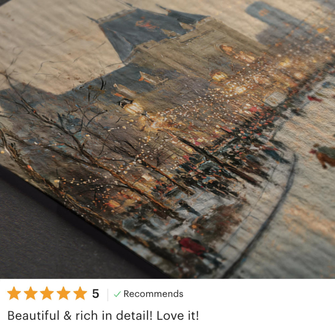 Winter Cityscape Art Print: Moody Ice Skating Scene ( ) W231 Print Wall