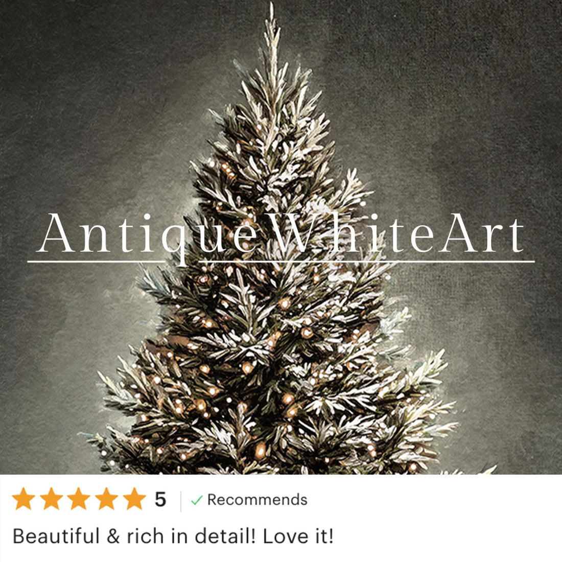 Christmas Tree Painting Vintage Style Dark Academia Holiday Print Moody Winter Wall Art W180