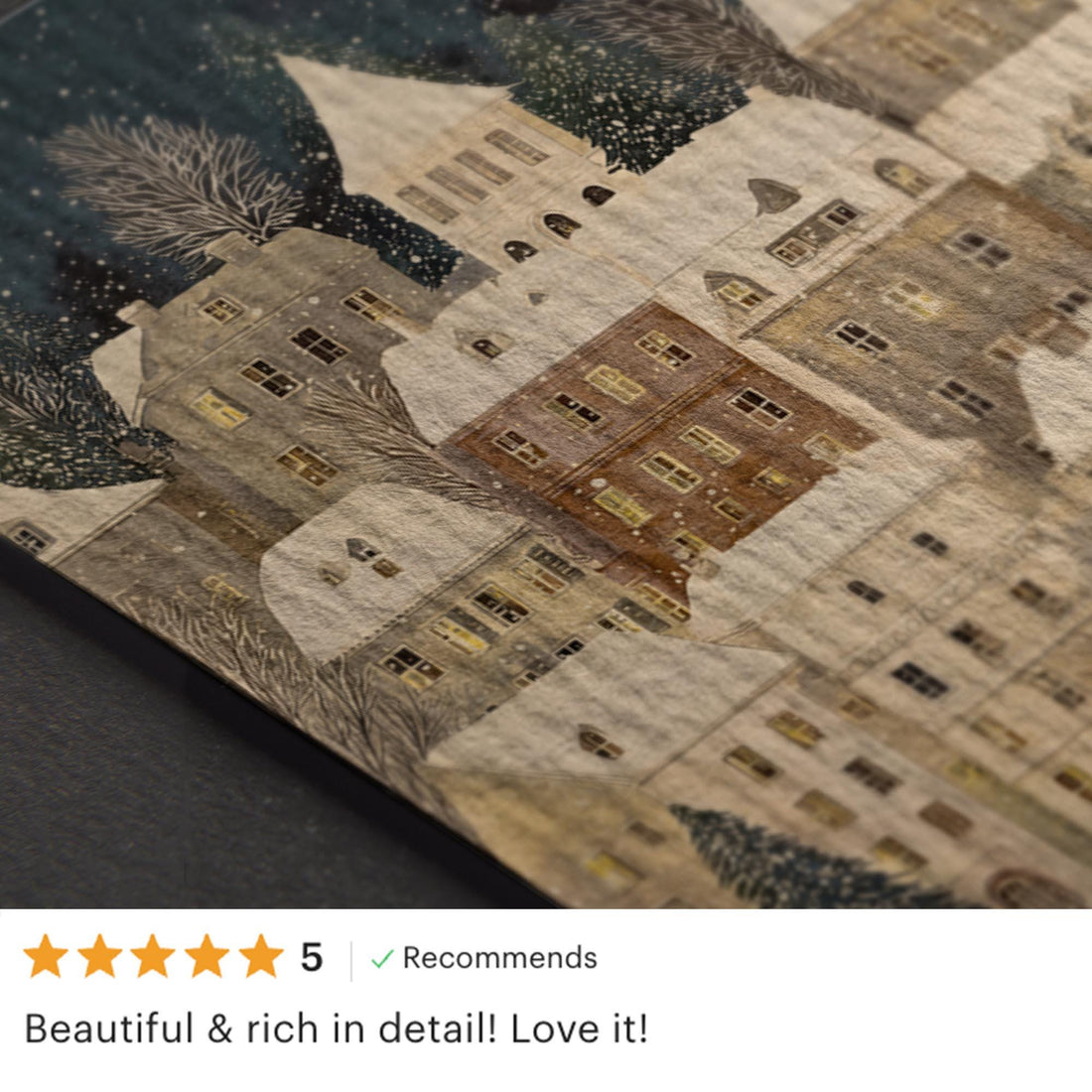 Christmas Village Painting: Snowy Town Holiday Decor ( ) W189 Print Wall Art