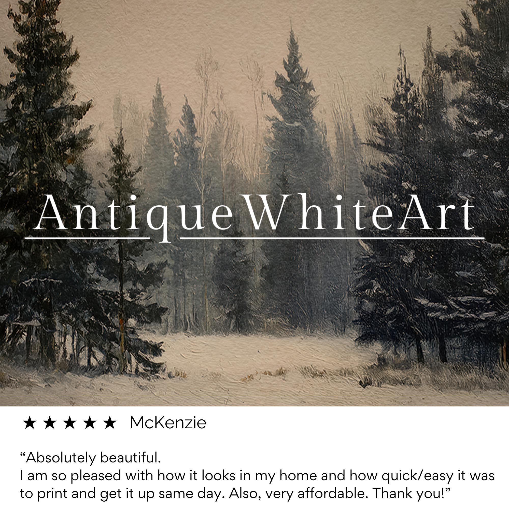 Winter Pine Forest Print: Moody Farmhouse Landscape ( ) W188 Print Wall Art