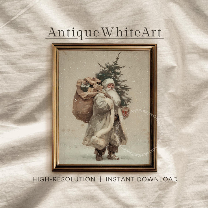 Vintage Style Santa Claus Print: Festive Christmas Wall Decor ( ) W194 Print Art