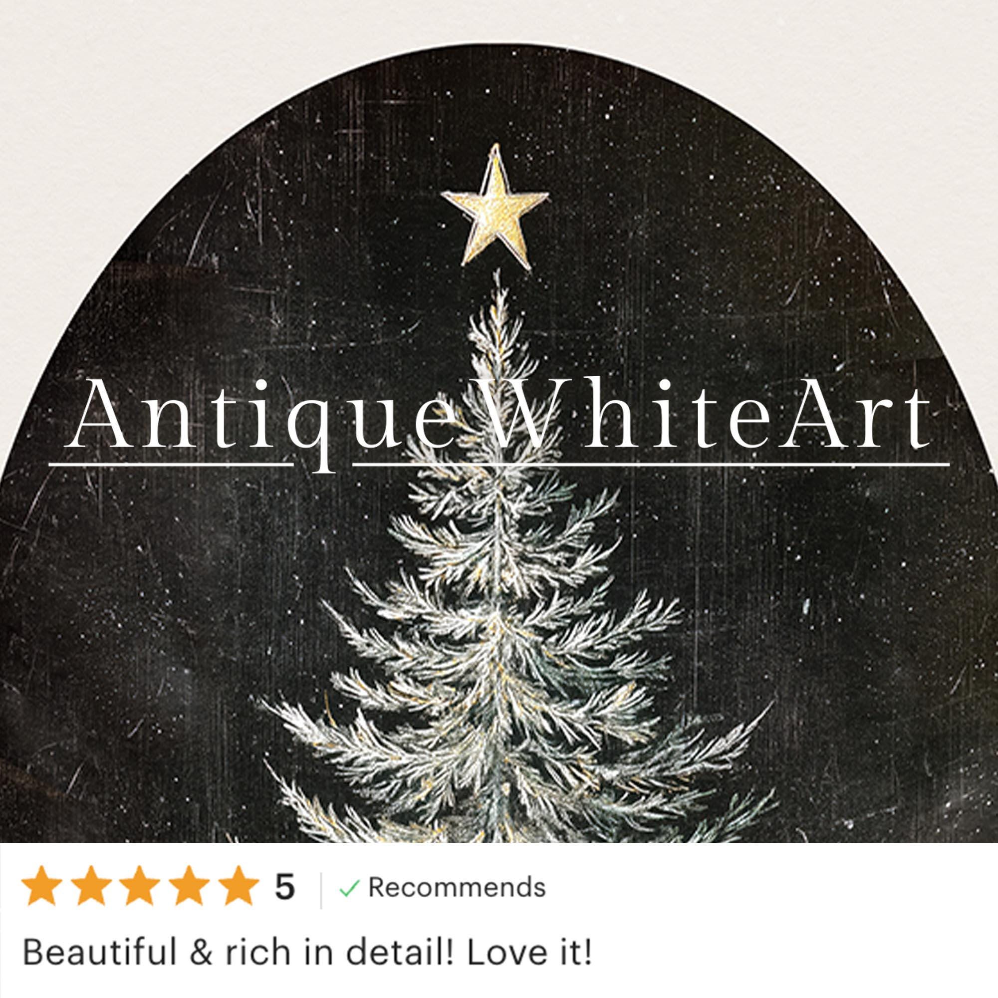 Vintage Style Christmas Tree Painting: Dark Academia Holiday Print ( ) W198 Wall Art