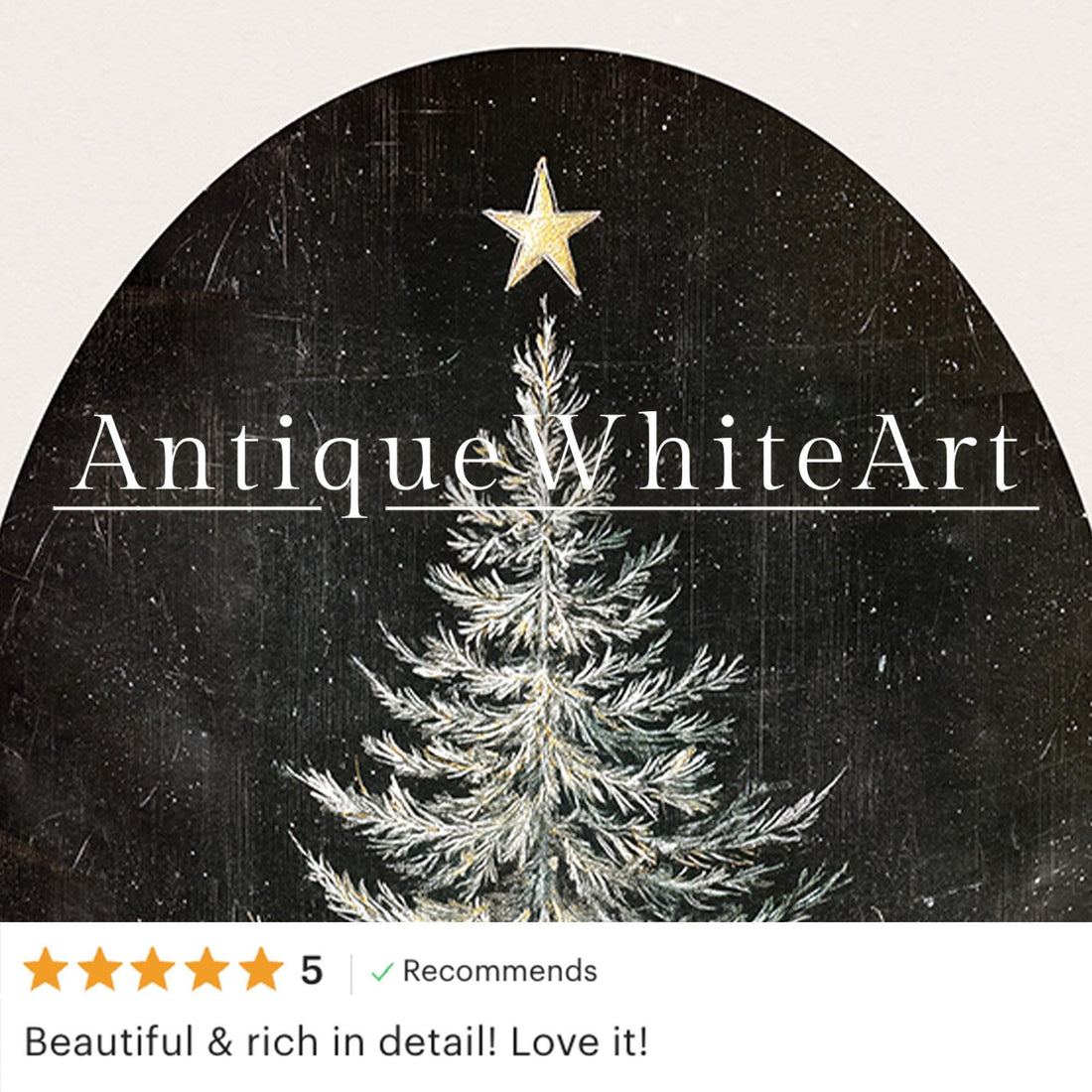 Vintage Style Christmas Tree Painting: Dark Academia Holiday Print ( ) W198 Wall Art