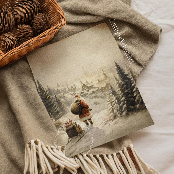 Vintage Style Santa Claus Print: Festive Christmas Home Decor ( ) W203 Print Wall Art