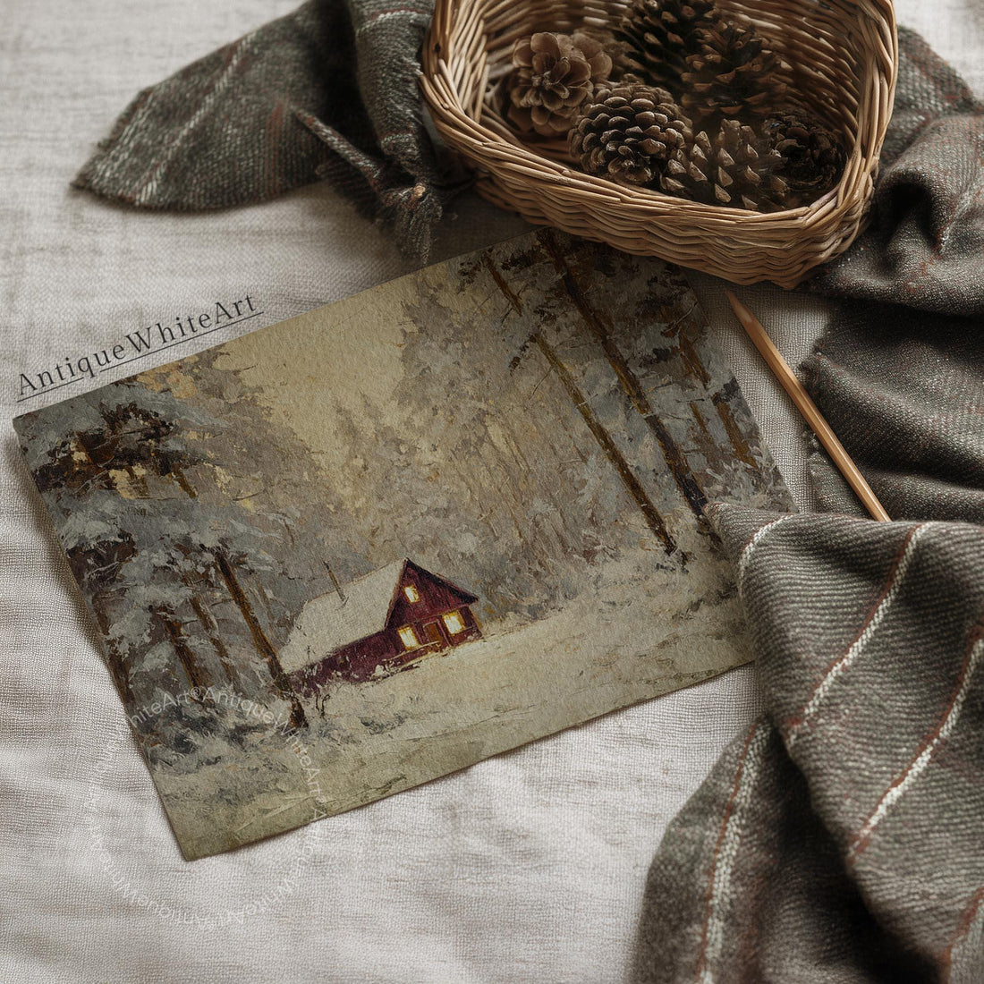 Winter Cabin Print: Rustic Farmhouse Decor ( ) W217 Print Wall Art