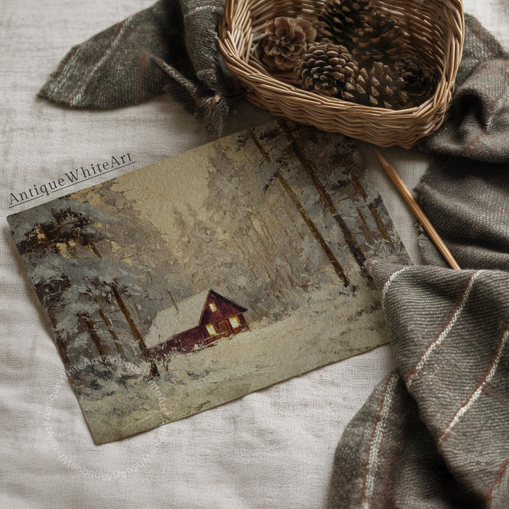 Winter Cabin Print: Rustic Farmhouse Decor ( ) W217 Print Wall Art