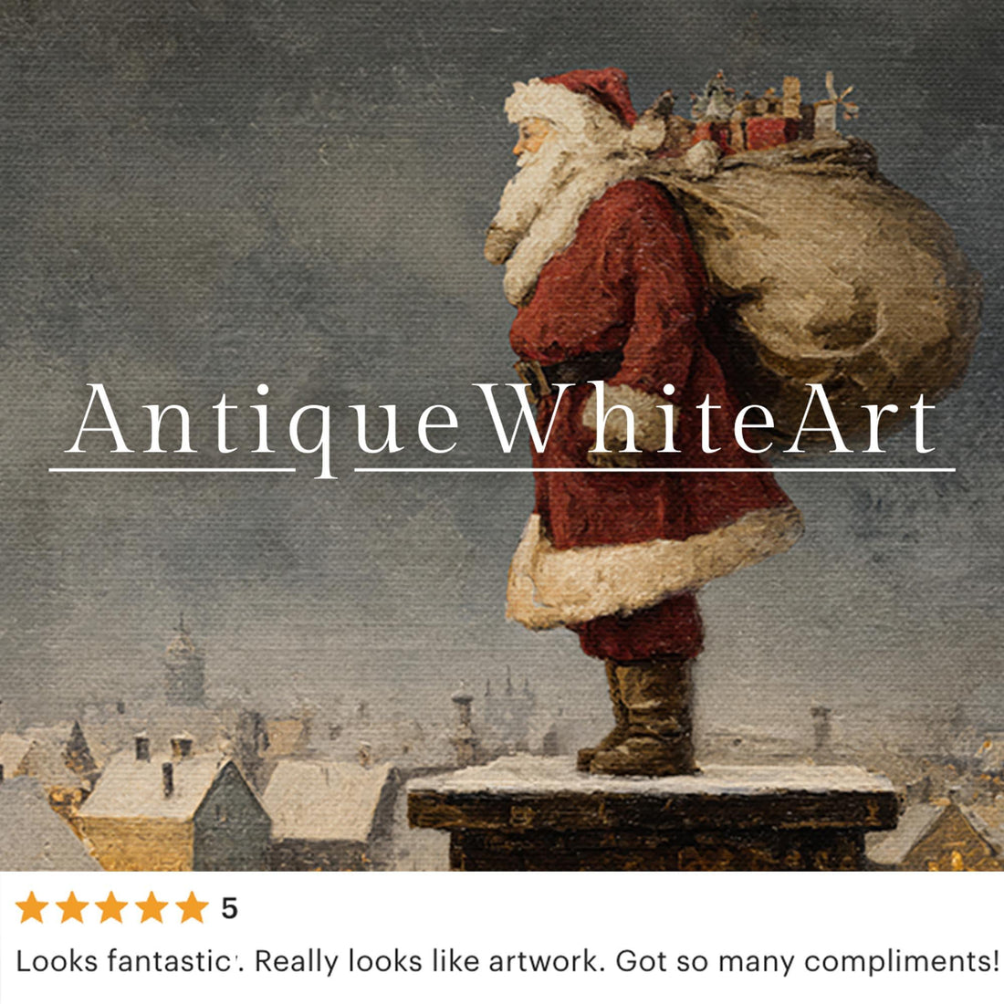 Vintage Style Santa Print: Christmas Holiday Wall Art ( ) W209 Print