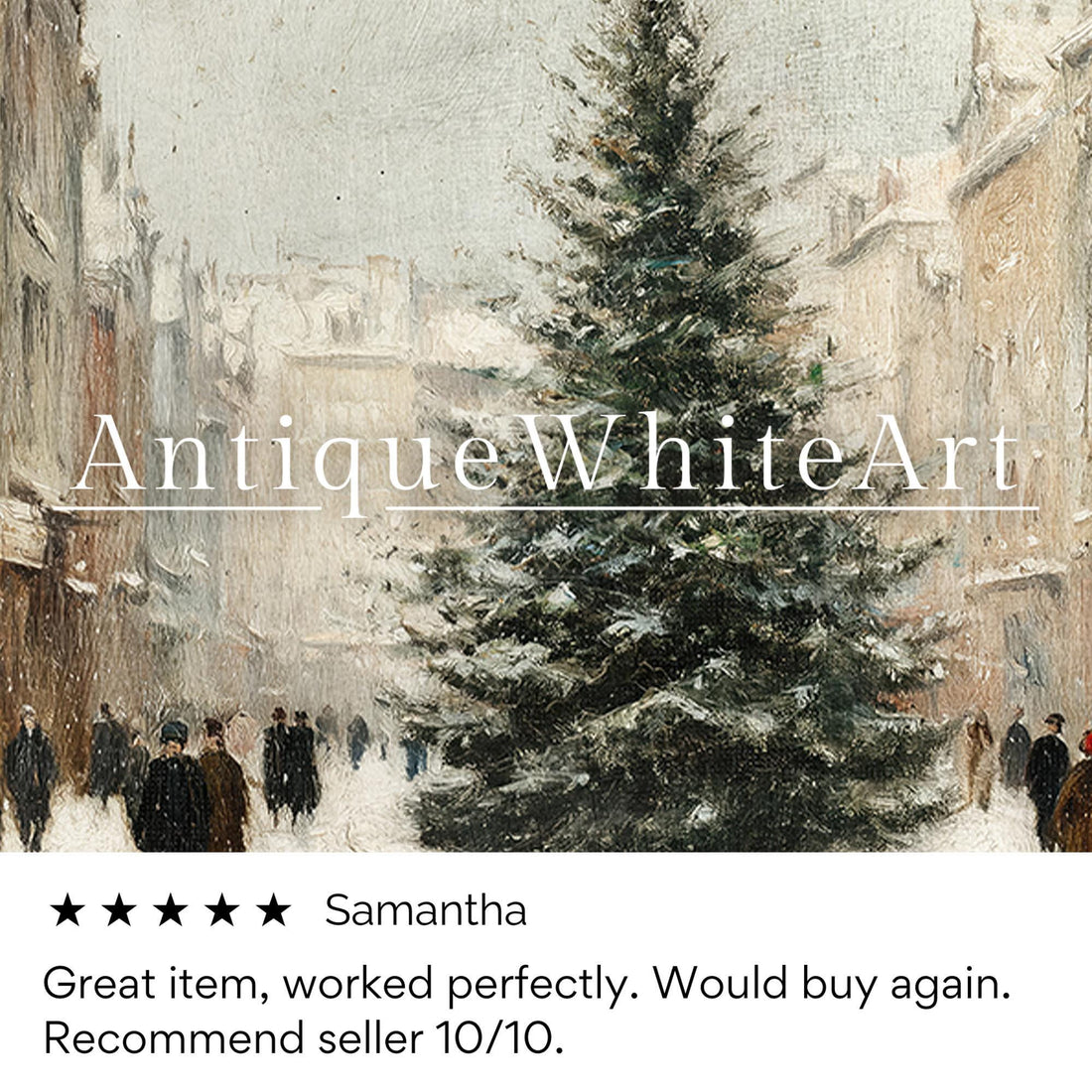 Winter Town Painting: Christmas Tree Prints Farmhouse Decor ( ) W208 Print Wall Art