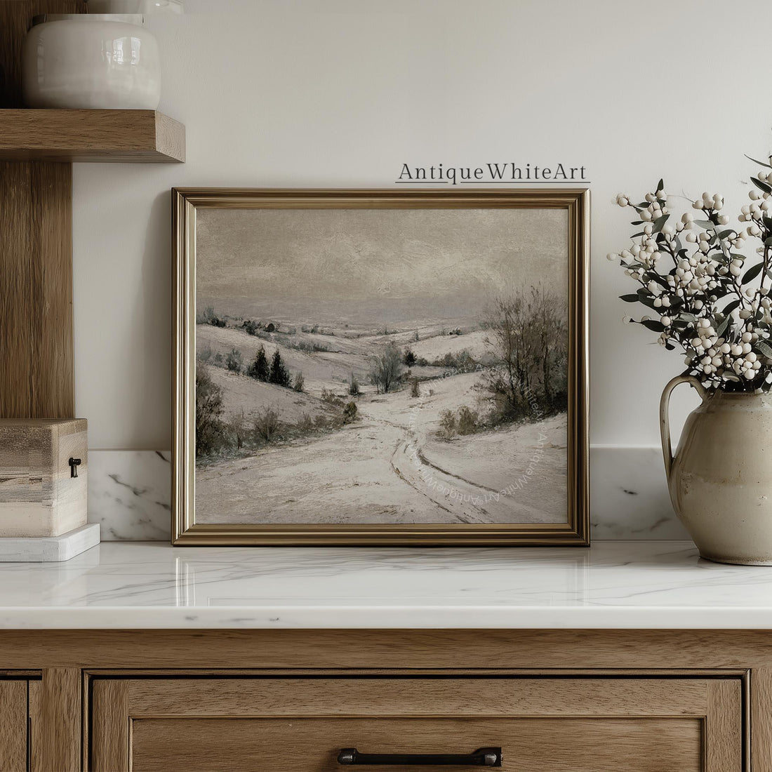 Rustic Winter Wall Art Neutral Farmhouse Decor ( ) W214 Print