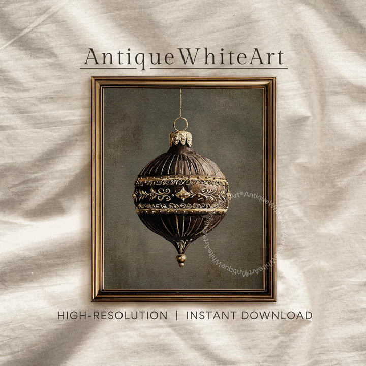 Vintage Style Christmas Ornament Wall Art: Classic Winter Decor ( ) W206 Print Art