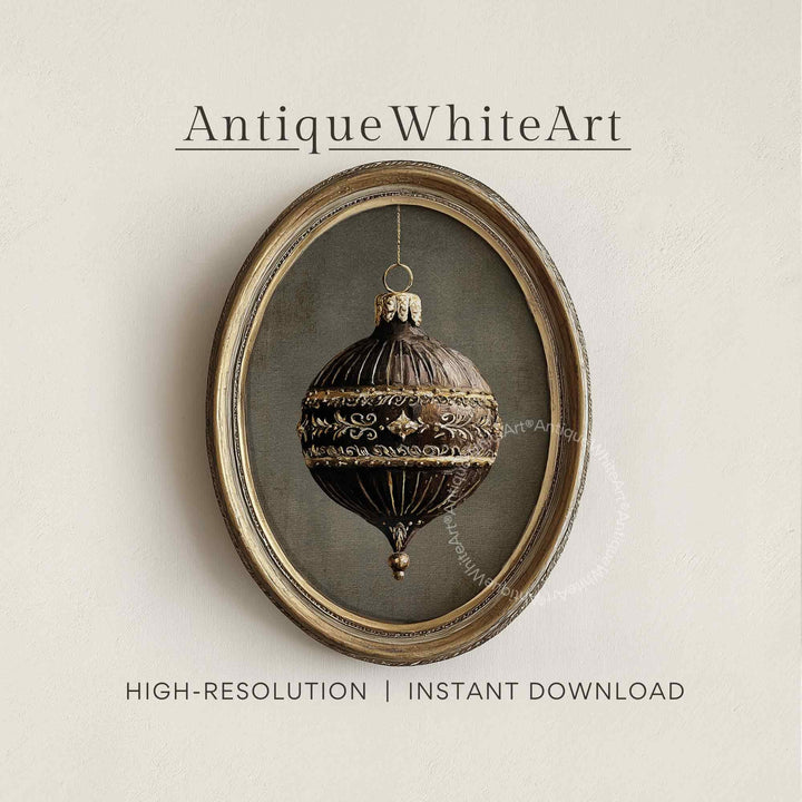 Vintage Style Christmas Ornament Wall Art: Classic Winter Decor ( ) W206 Print Art