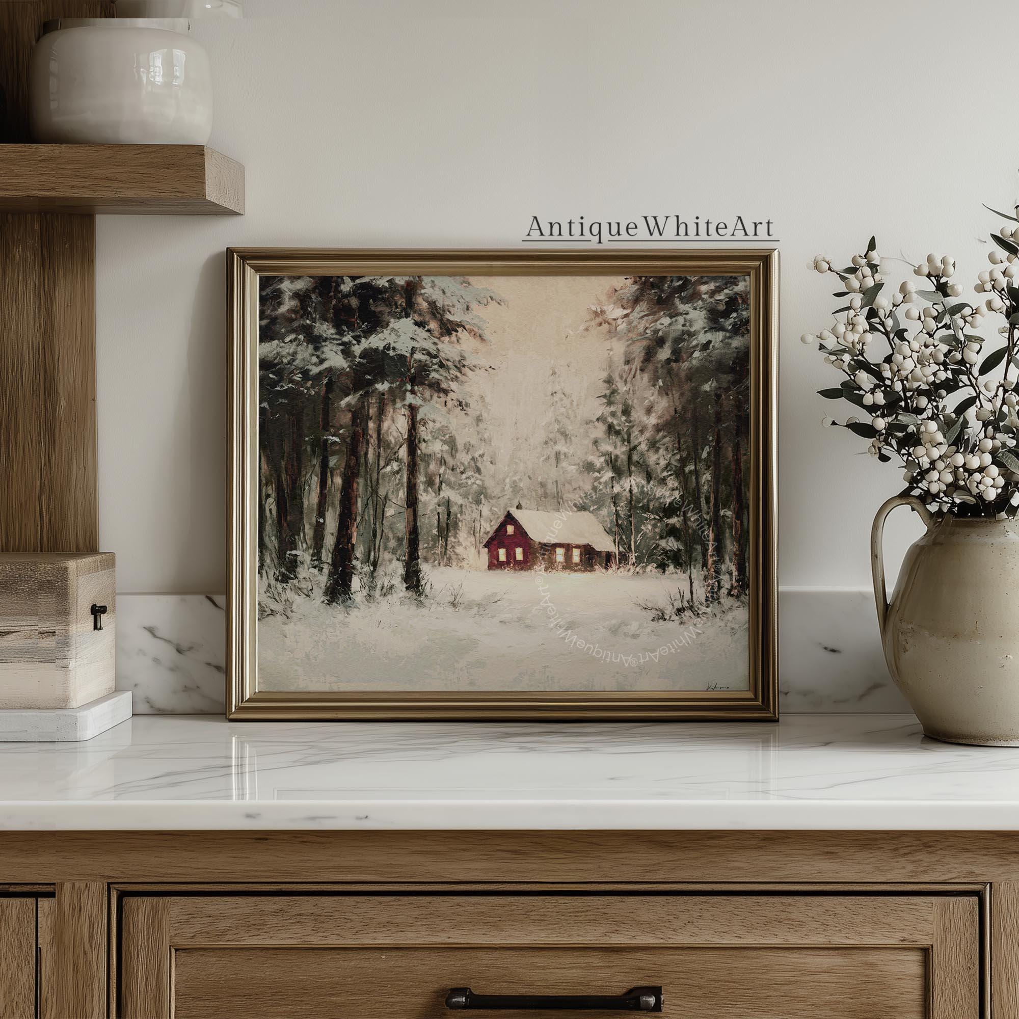 Winter Cabin Print: Rustic Farmhouse Decor ( ) W221 Print Wall Art
