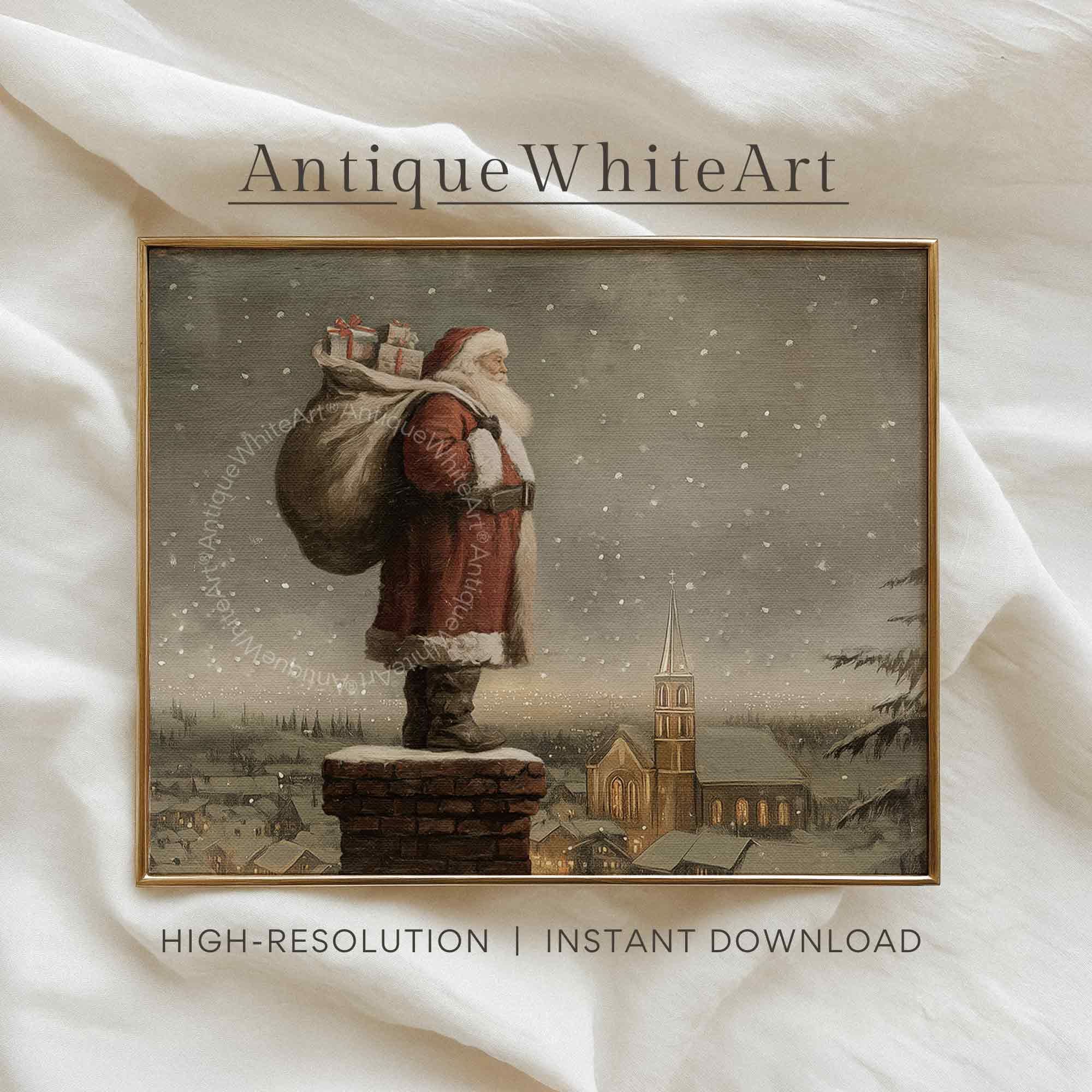 Vintage Style Santa Print: Christmas Eve Wall Art ( ) W210 Print