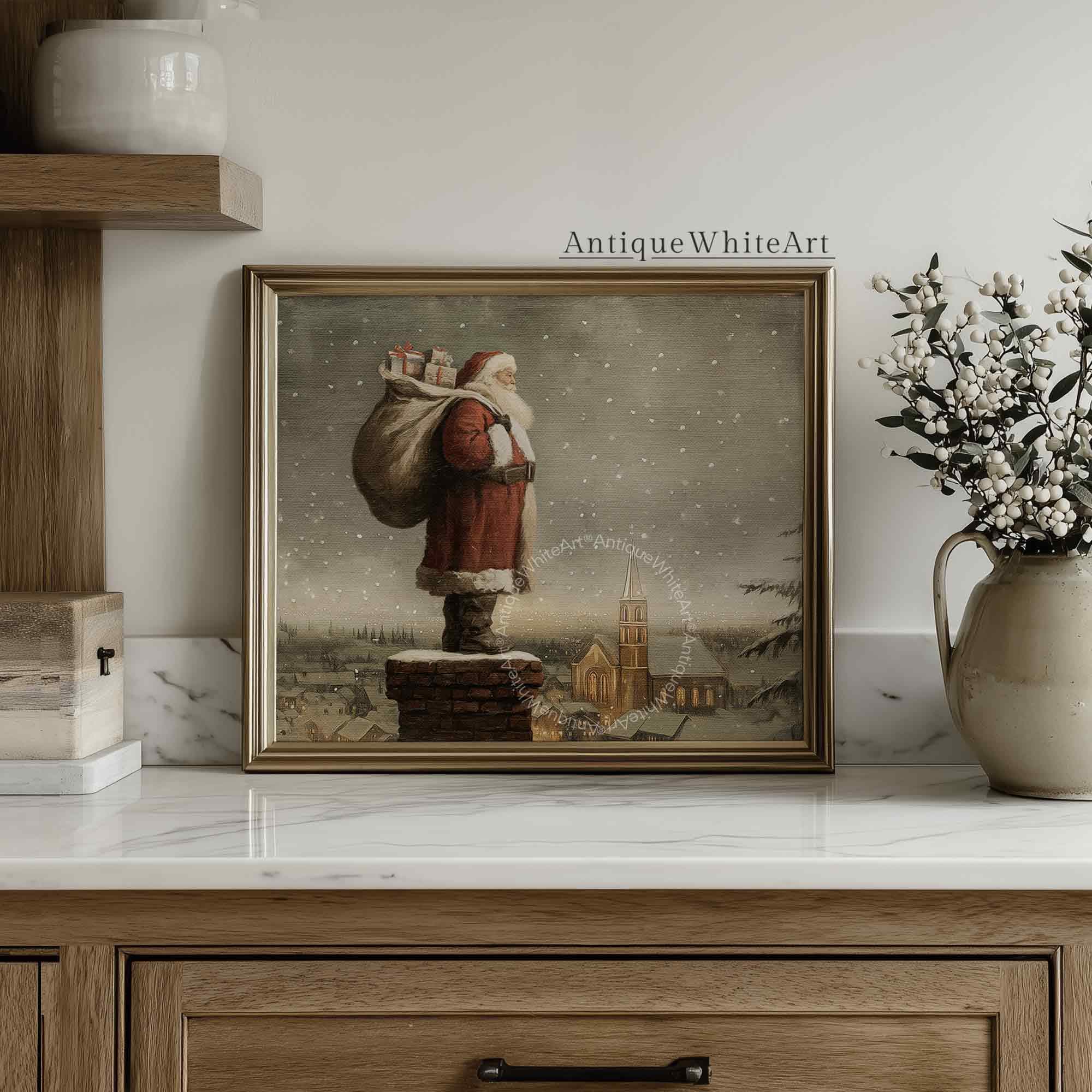 Vintage Style Santa Print: Christmas Eve Wall Art ( ) W210 Print