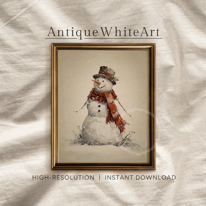 Snowman Wall Art: Beige Christmas Print Holiday Home Decor ( ) W226 Art