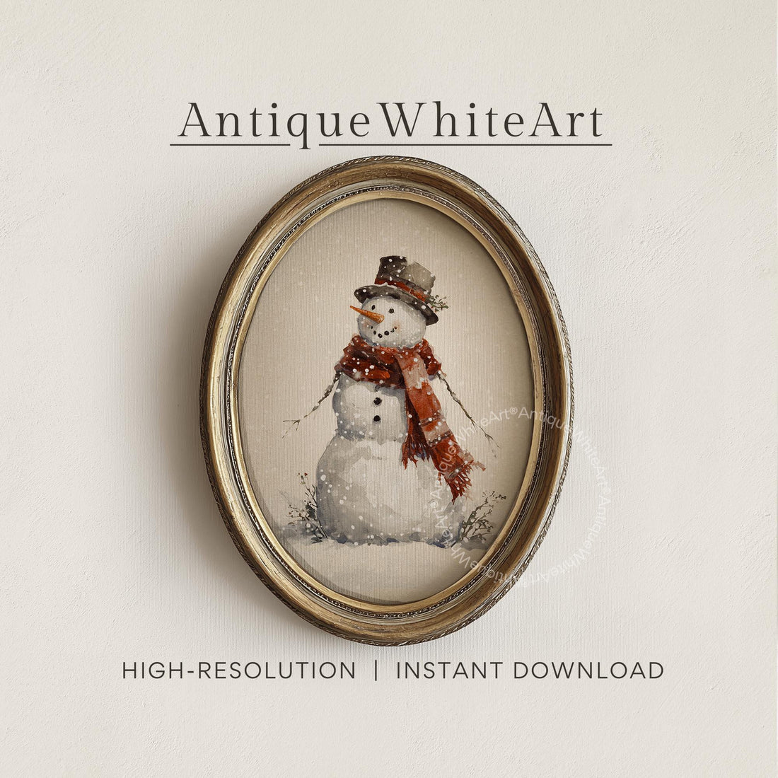 Snowman Wall Art: Beige Christmas Print Holiday Home Decor ( ) W226 Art