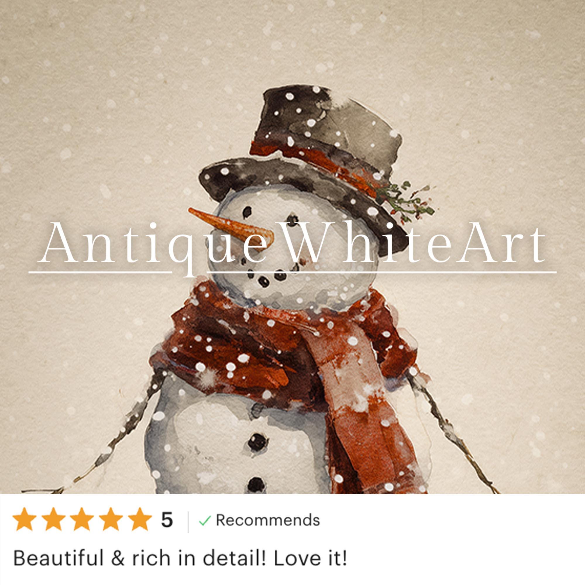 Snowman Wall Art: Beige Christmas Print Holiday Home Decor ( ) W226 Art