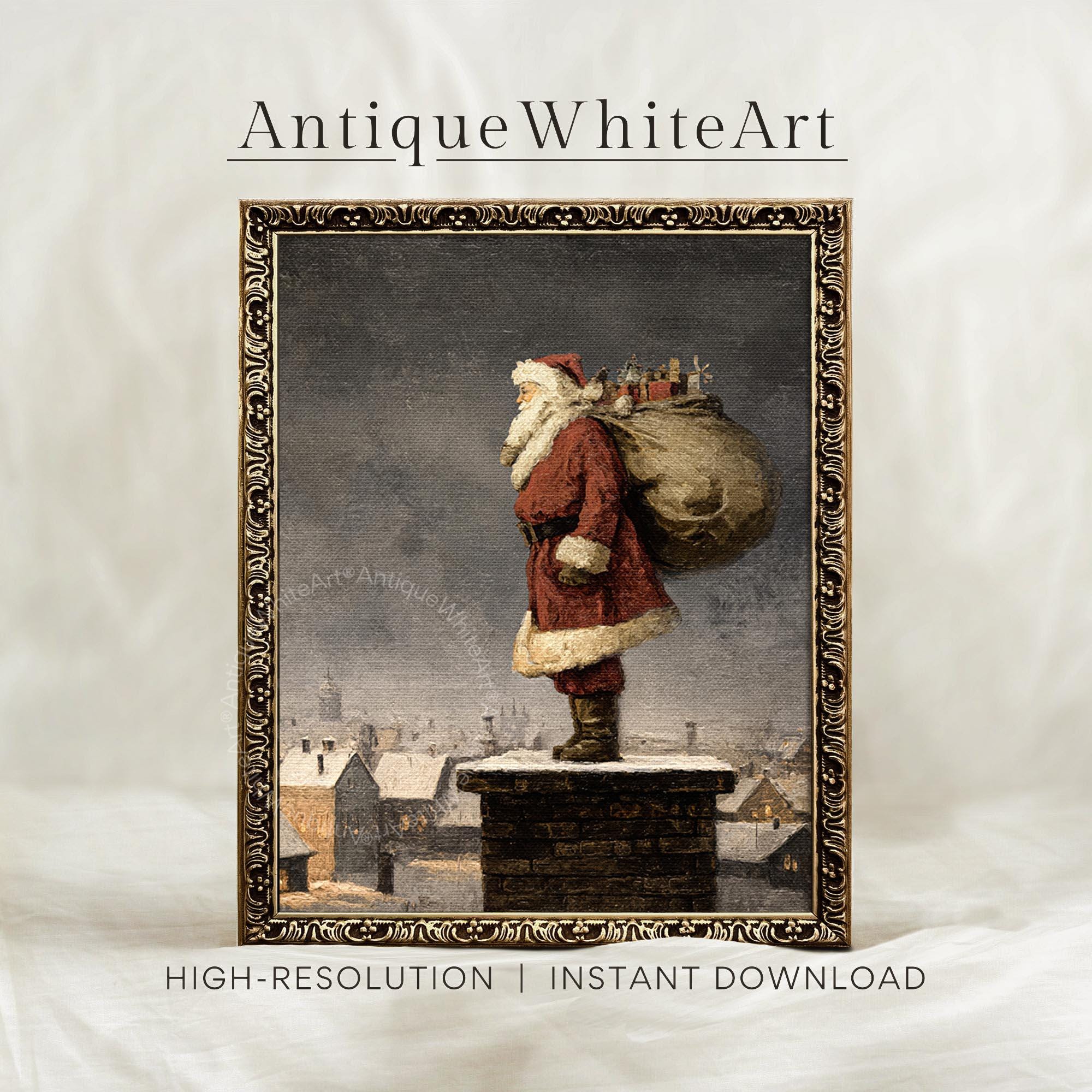 Vintage Style Santa Print: Christmas Holiday Wall Art ( ) W229 Print