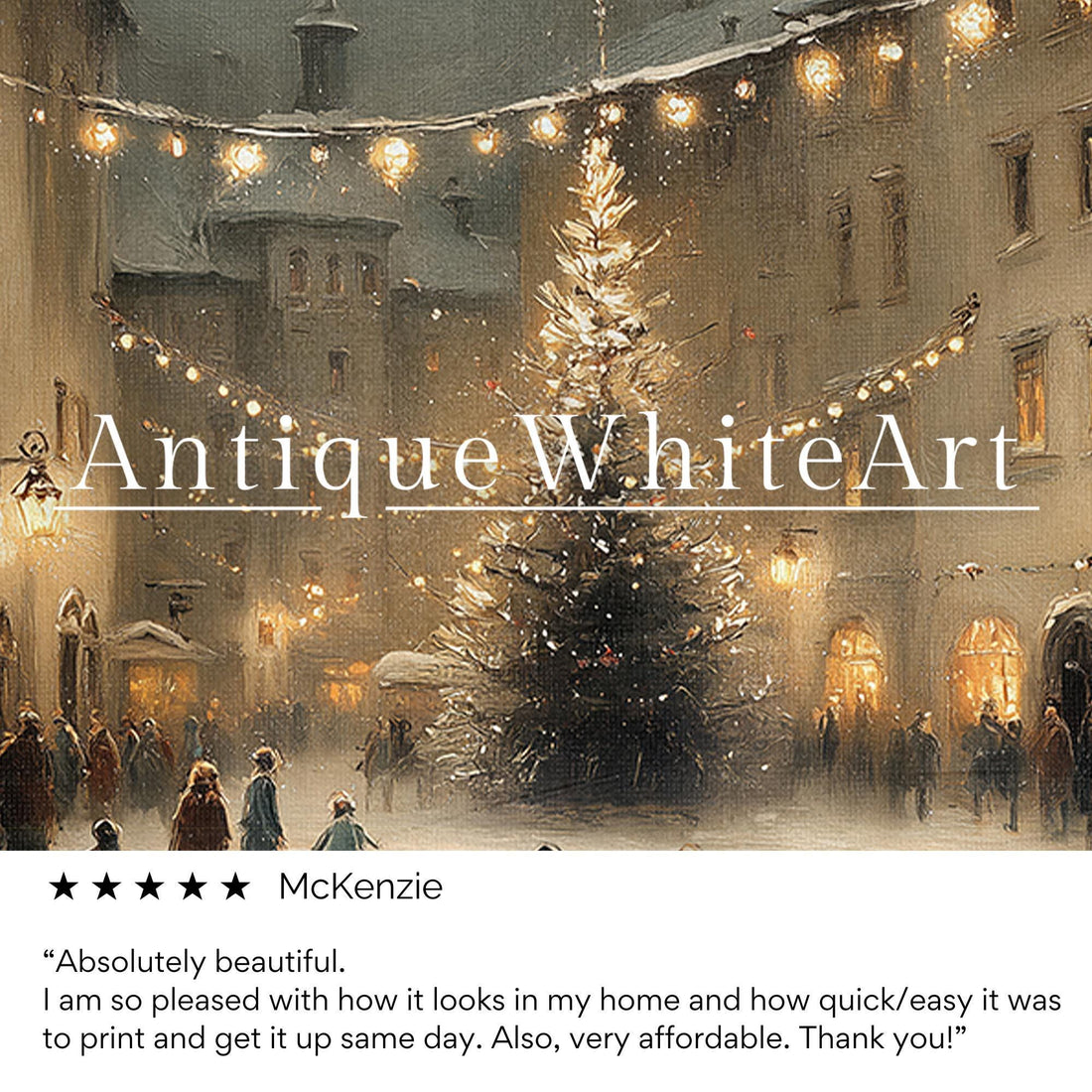 Winter Ice Skating Print Christmas Wall Art Eve Painting Holiday Decor W257