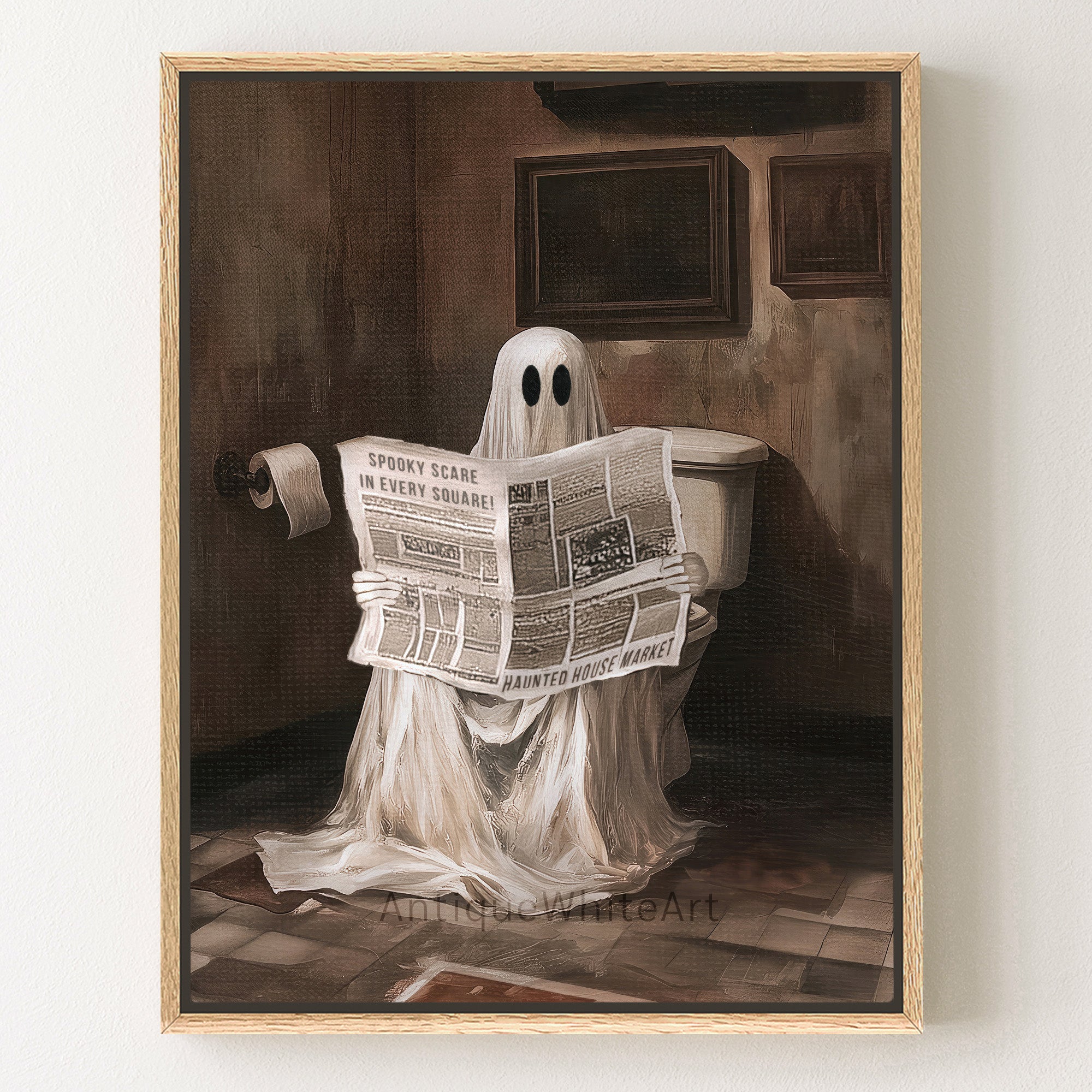 Ghost on Toilet with Newspaper